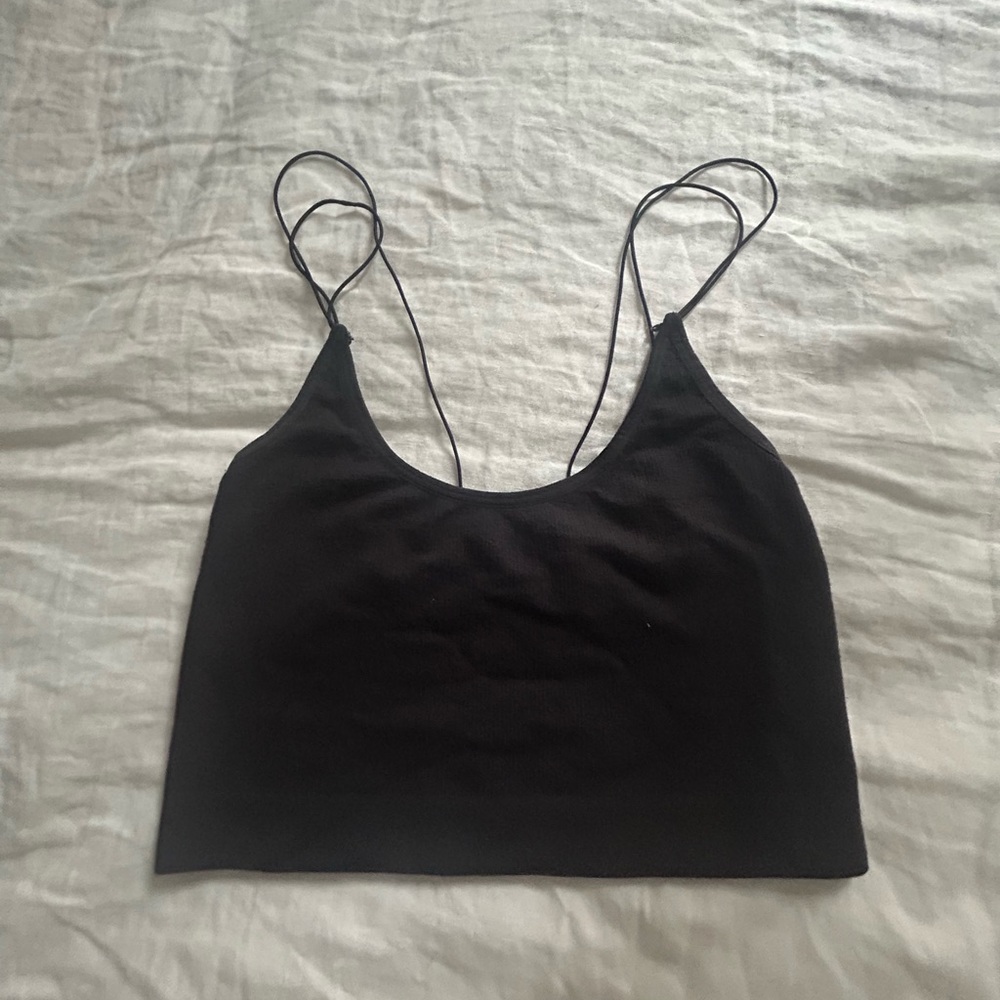 Black Double-Strap Crop Camisole